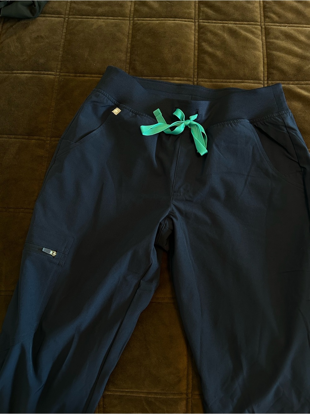 Figs Zamora Pants with Teal Drawstring